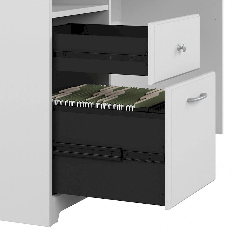 Bureau d'ordinateur en L de 72 po avec huche et tiroirs