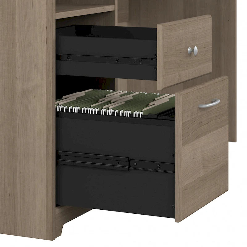 Bureau d'ordinateur en L de 72 po avec huche et tiroirs