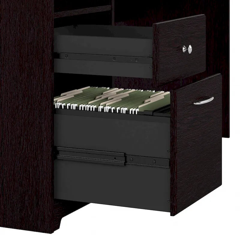 Bureau d'ordinateur en L de 72 po avec huche et tiroirs