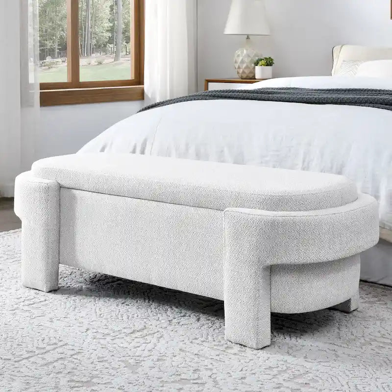 Banc de rangement capitonné en chenille avec pieds tournés pour espaces élégants