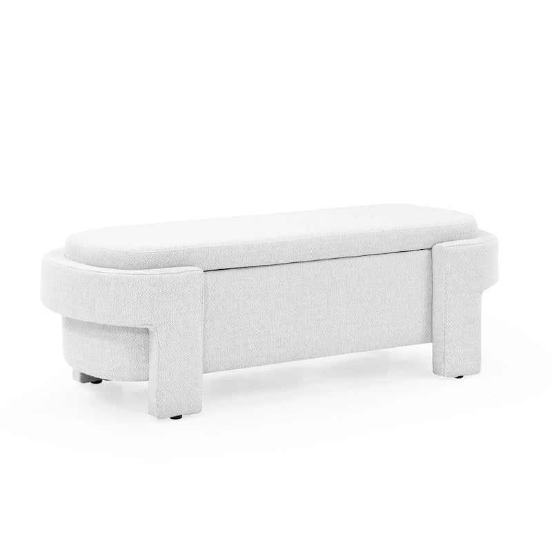 Banc de rangement capitonné en chenille avec pieds tournés pour espaces élégants