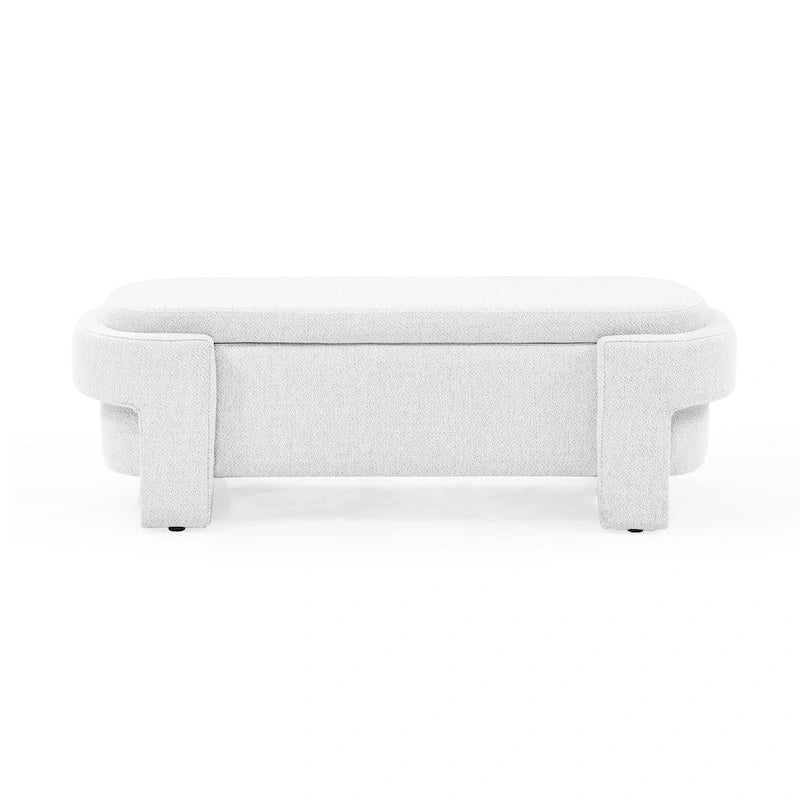 Banc de rangement capitonné en chenille avec pieds tournés pour espaces élégants