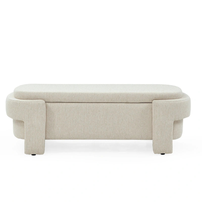 Banc de rangement capitonné en chenille avec pieds tournés pour espaces élégants
