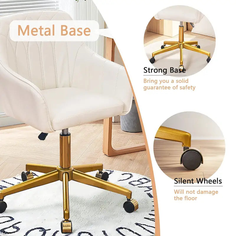 Chaise de bureau moderne, réglable en hauteur, pivotante à 360° avec piètement en métal