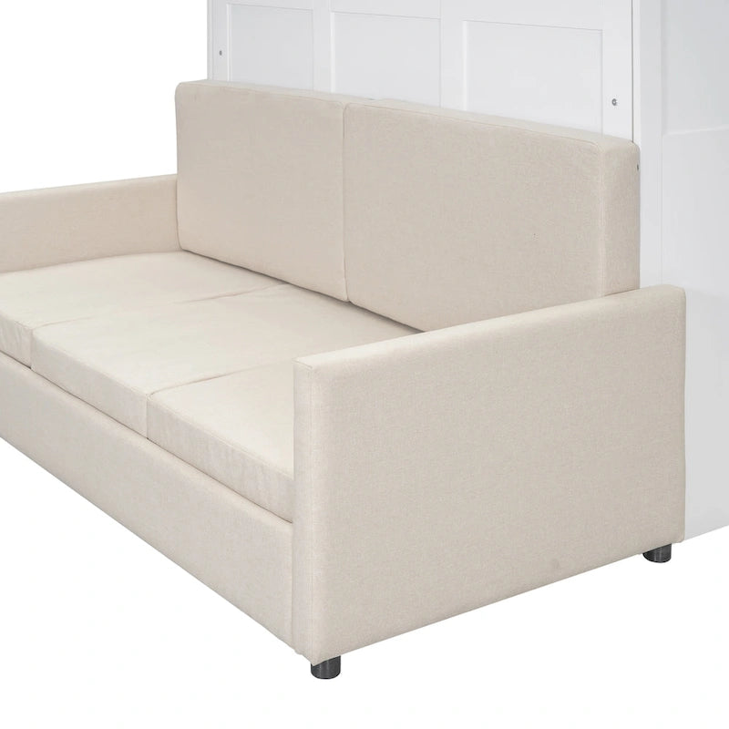 Lit escamotable multifonctionnel Queen Size avec coussin et espace de rangement pour chambre à coucher
