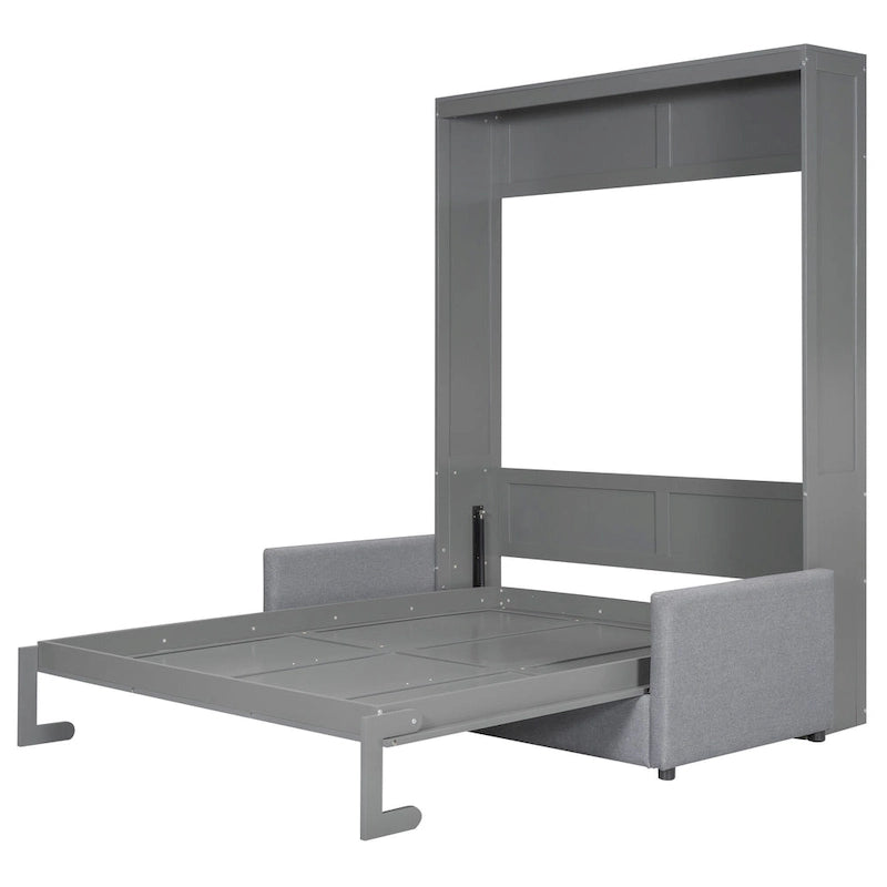 Lit escamotable multifonctionnel Queen Size avec coussin et espace de rangement pour chambre à coucher