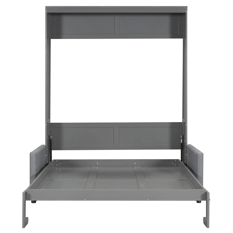 Lit escamotable multifonctionnel Queen Size avec coussin et espace de rangement pour chambre à coucher