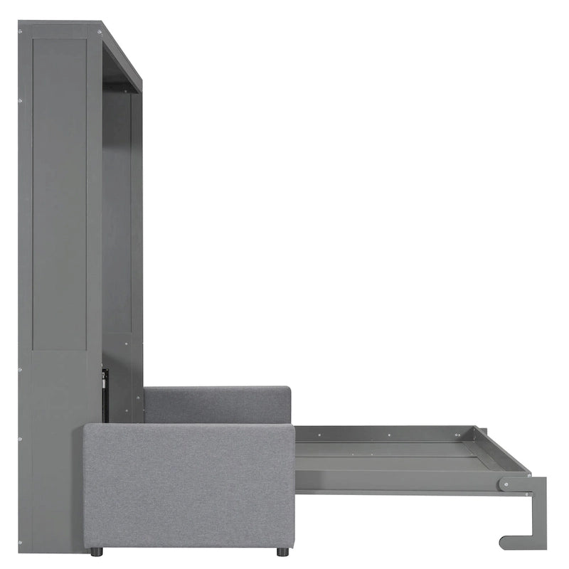 Lit escamotable multifonctionnel Queen Size avec coussin et espace de rangement pour chambre à coucher