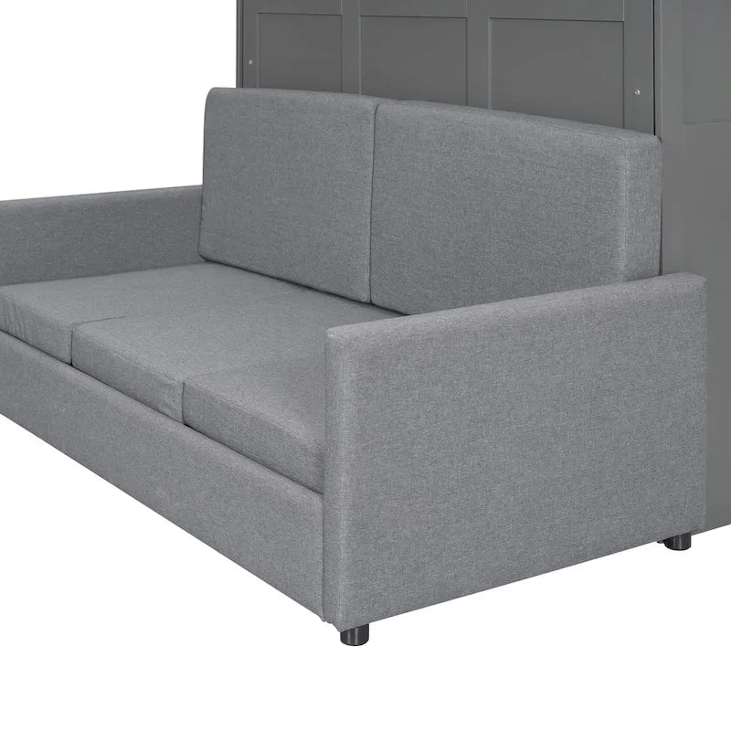Lit escamotable multifonctionnel Queen Size avec coussin et espace de rangement pour chambre à coucher