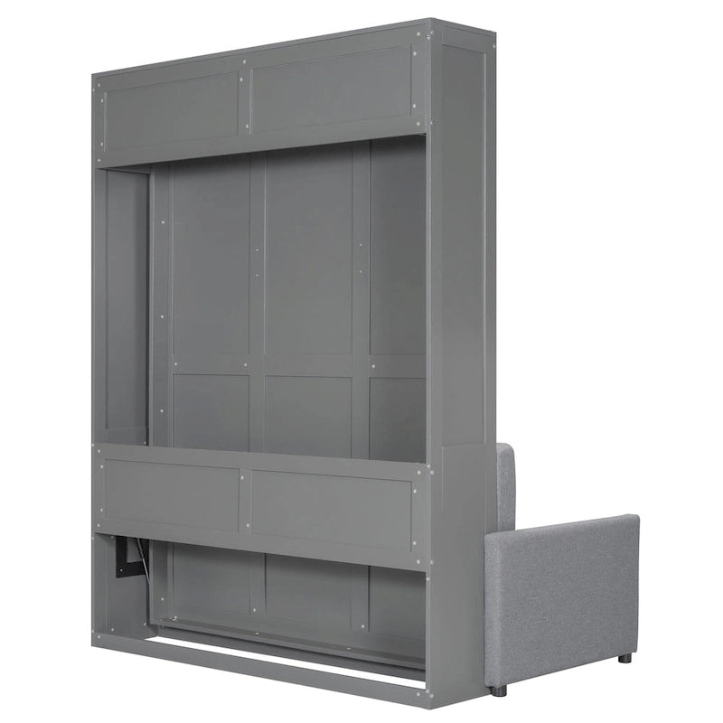 Lit escamotable multifonctionnel Queen Size avec coussin et espace de rangement pour chambre à coucher