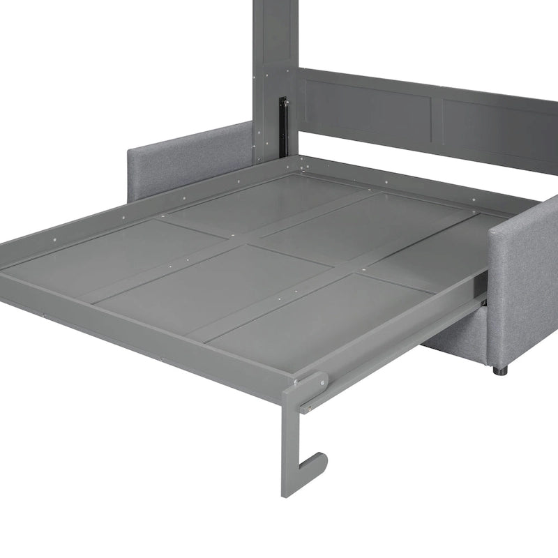 Lit escamotable multifonctionnel Queen Size avec coussin et espace de rangement pour chambre à coucher