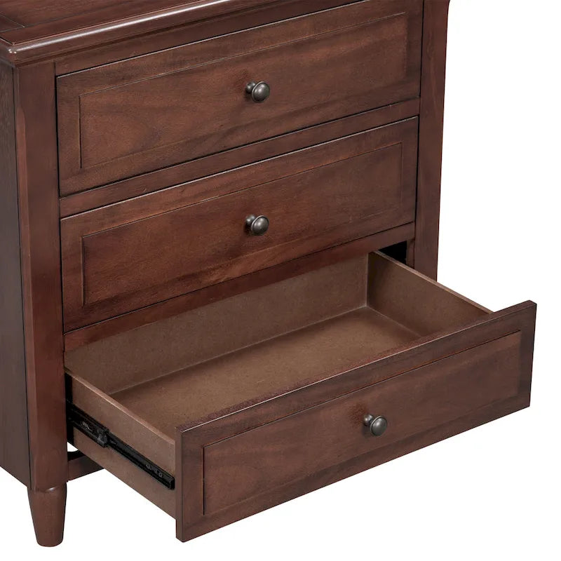 Table de chevet à 3 tiroirs, meuble de rangement en bois