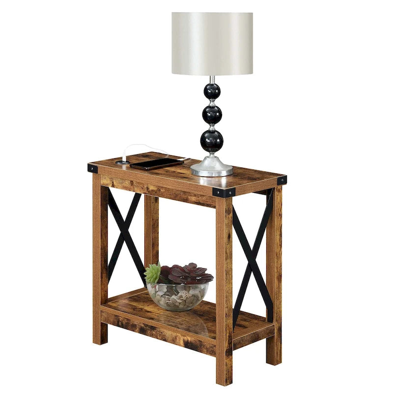 Table de chevet avec station de charge et étagère