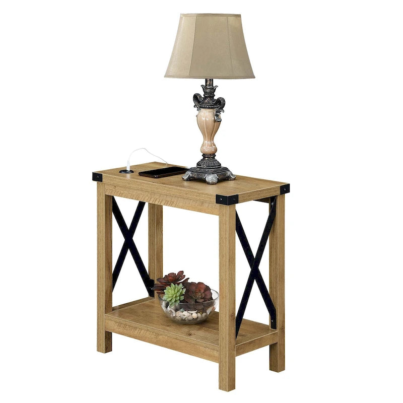 Table de chevet avec station de charge et étagère