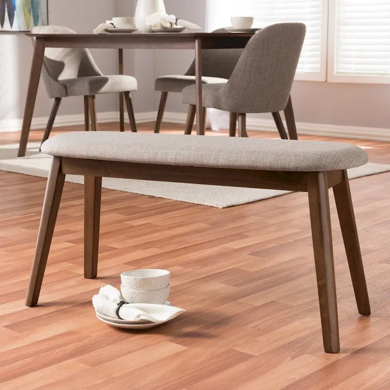 Banc rembourré en tissu style milieu du siècle