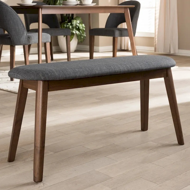 Banc rembourré en tissu style milieu du siècle