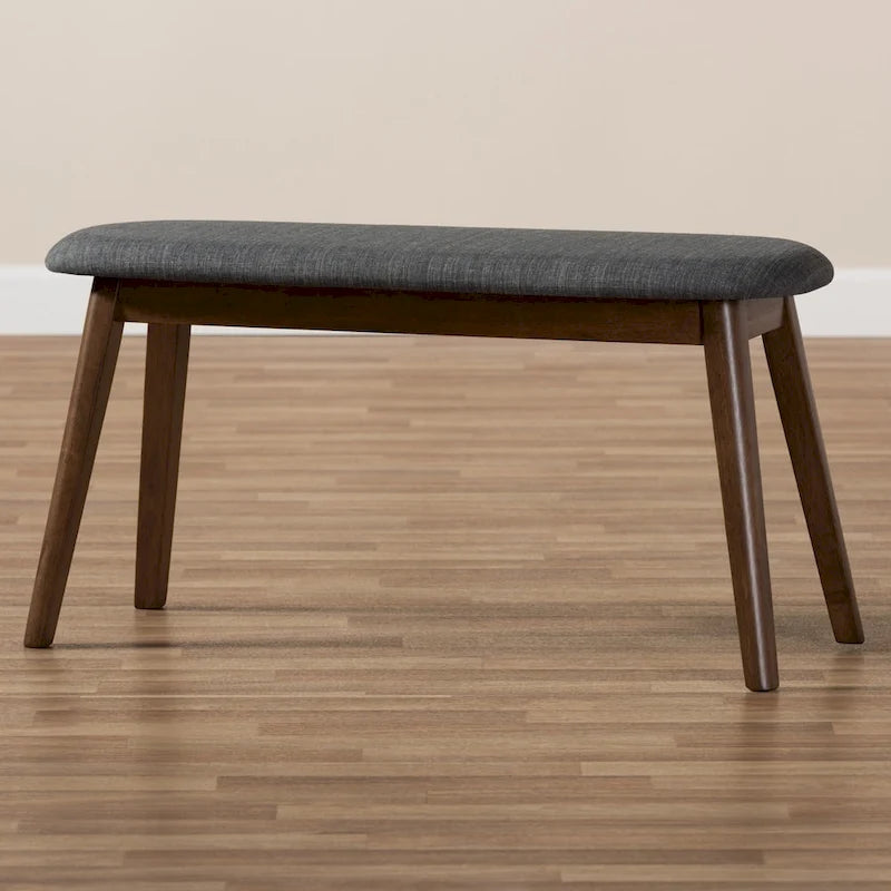 Banc rembourré en tissu style milieu du siècle
