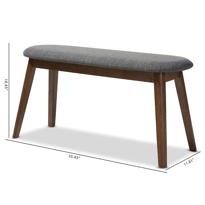 Banc rembourré en tissu style milieu du siècle