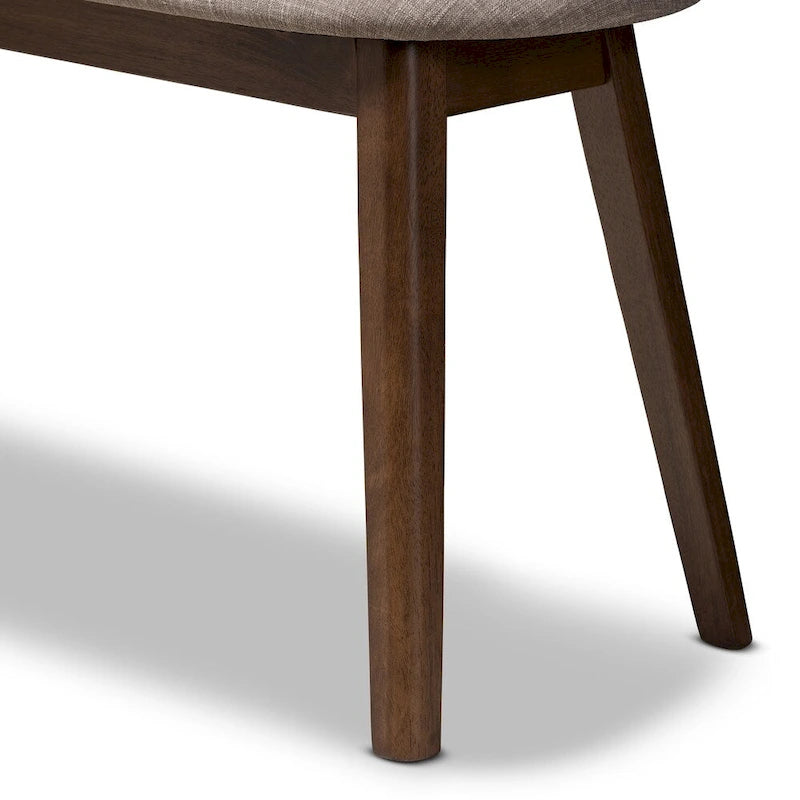 Banc rembourré en tissu style milieu du siècle
