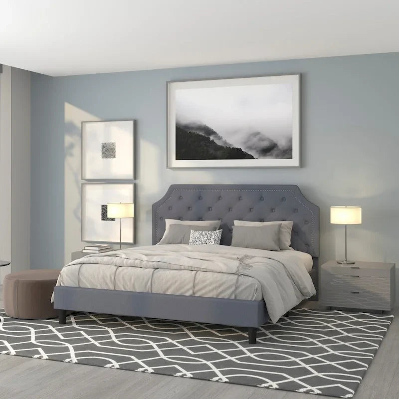 Arched Tufted Upholstered Platform Bed