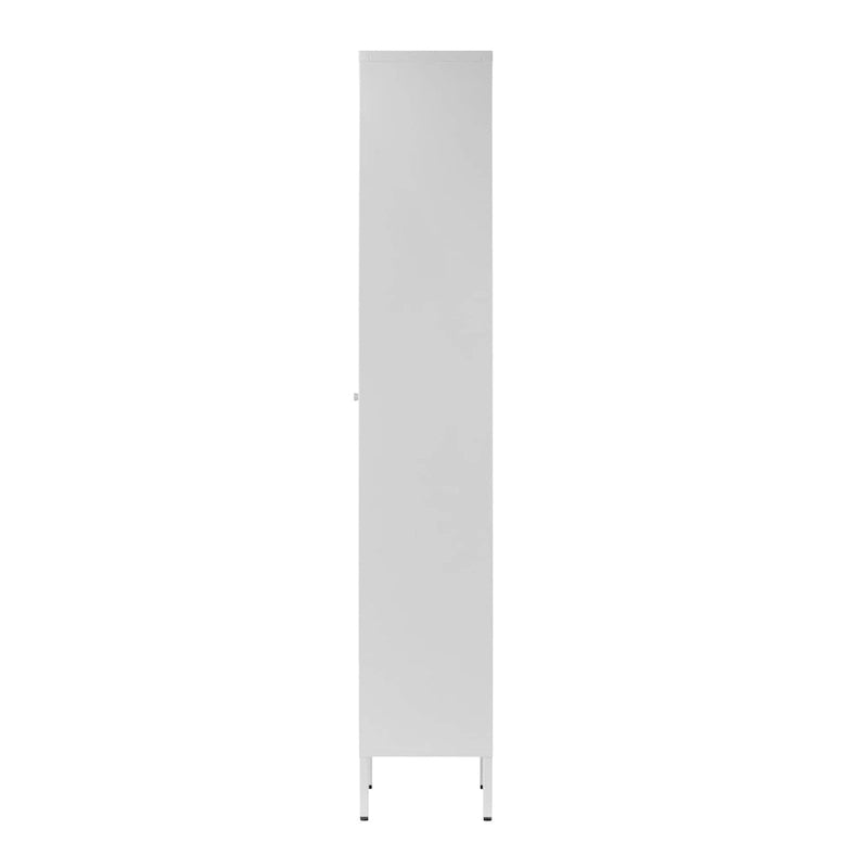 Armoire en métal blanc de 71 pouces avec porte vitrée
