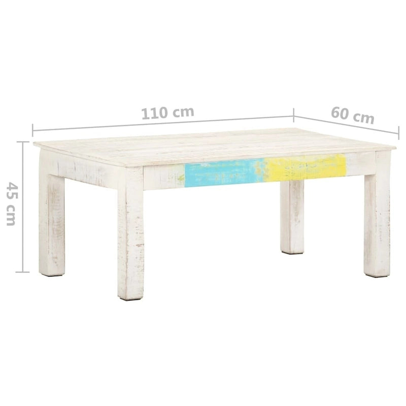 Table basse blanc 43,3x23,6x17,7 po bois de manguier massif