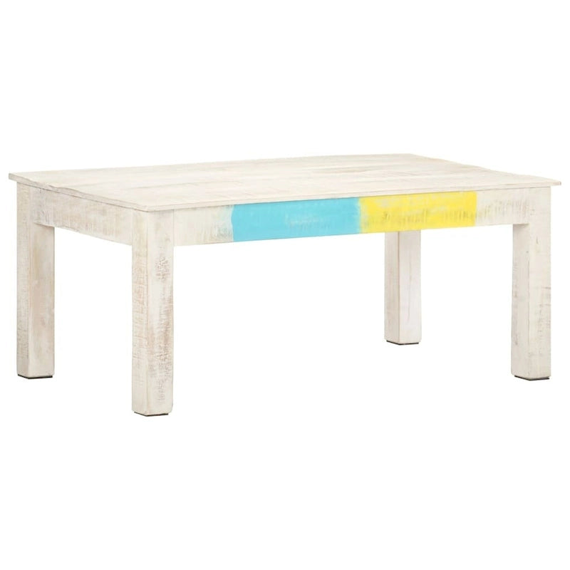 Table basse blanc 43,3x23,6x17,7 po bois de manguier massif