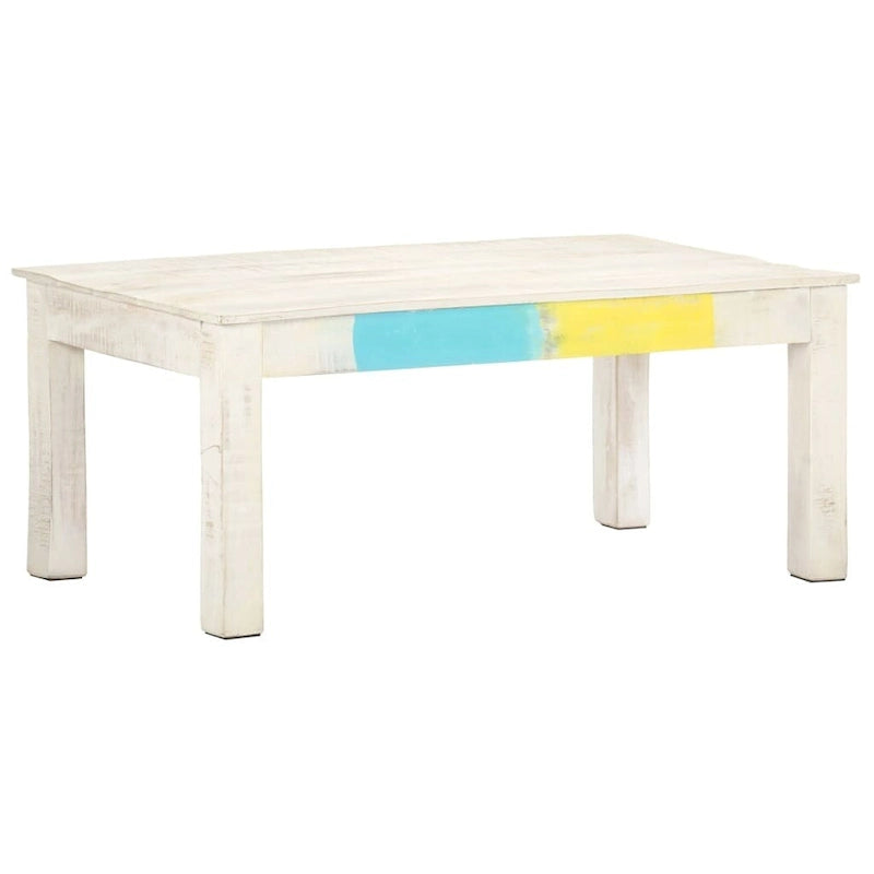 Table basse blanc 43,3x23,6x17,7 po bois de manguier massif