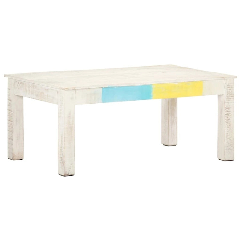 Table basse blanc 43,3x23,6x17,7 po bois de manguier massif