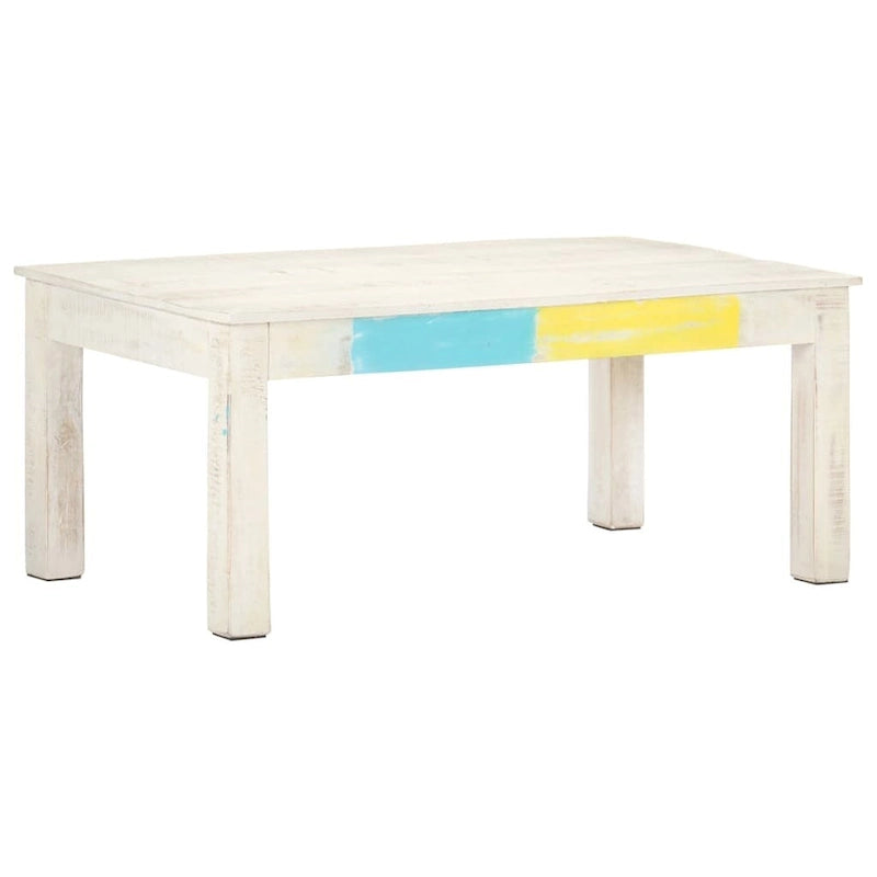 Table basse blanc 43,3x23,6x17,7 po bois de manguier massif