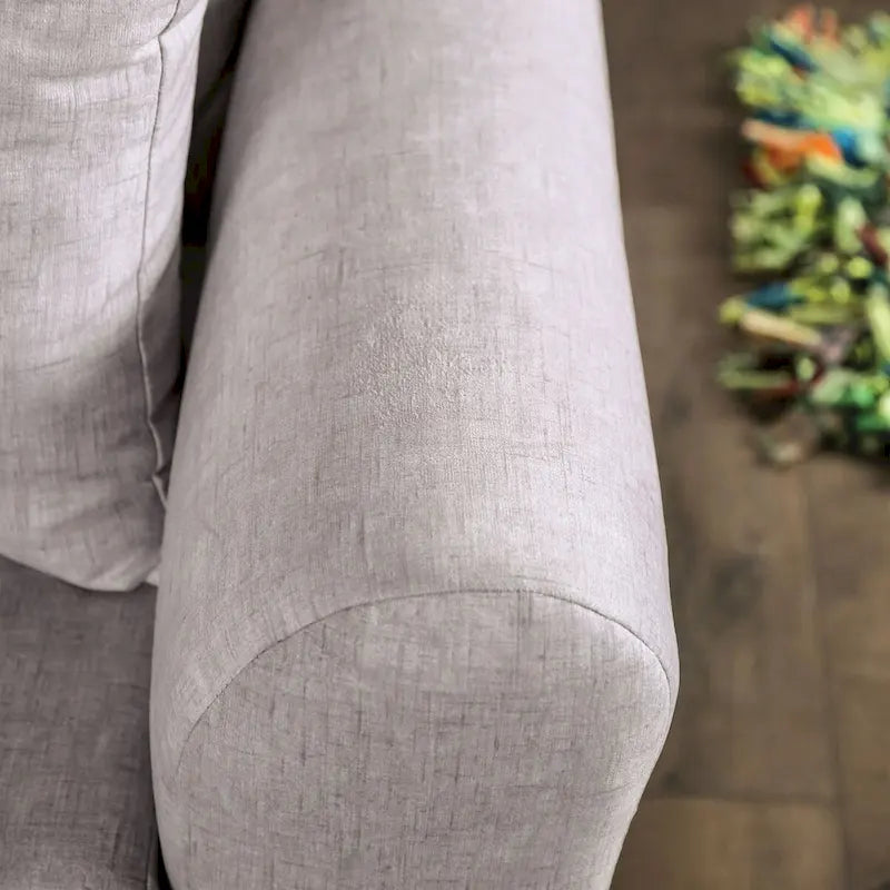Canapé rembourré en tissu gris clair contemporain