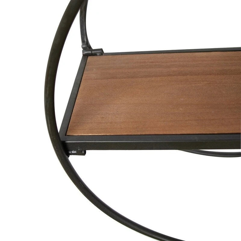 Étagère murale moderne ronde en bois et métal - 43,8 H x 58,4 L x 14 P cm