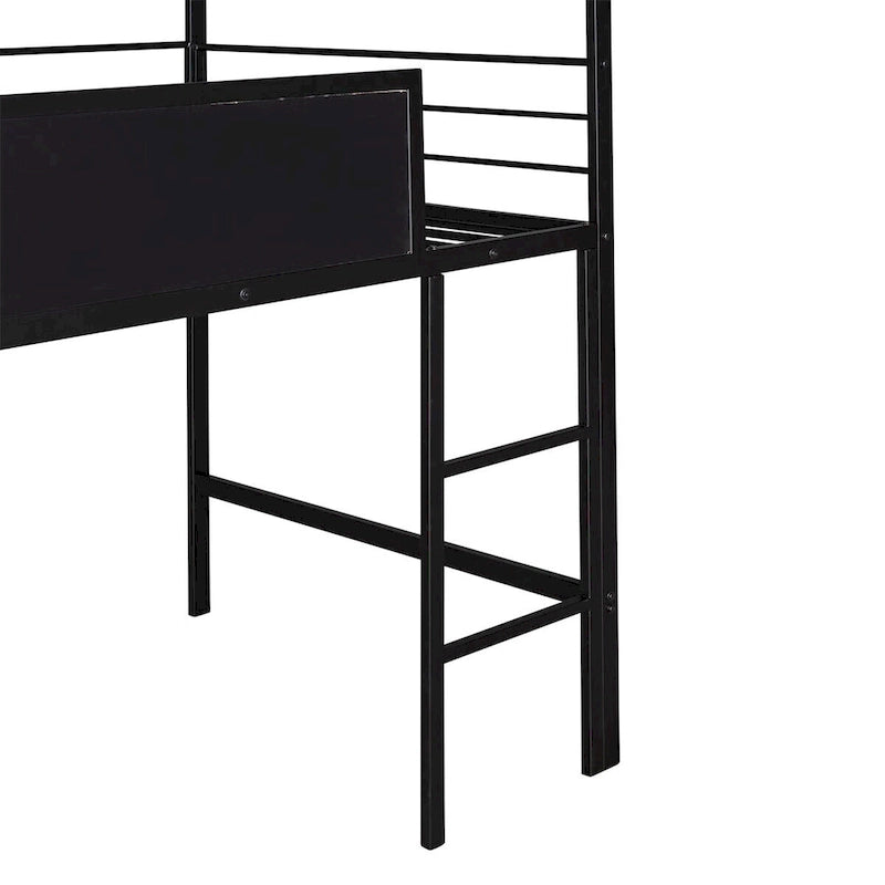 Lit mezzanine double en métal avec tableau effaçable double face, toboggan