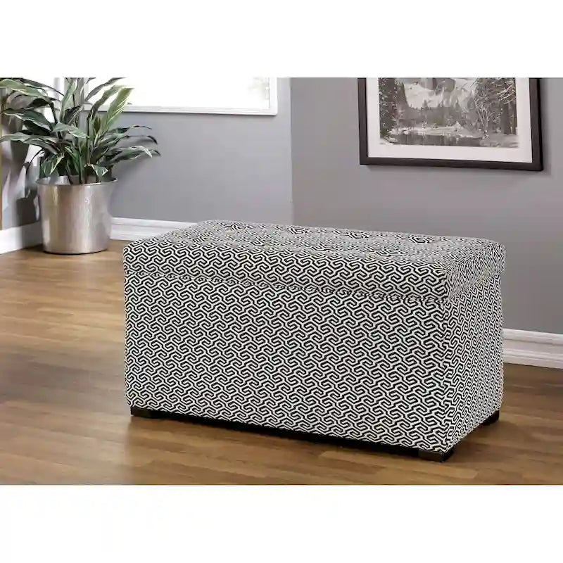 Banc coffre de rangement de salon de style transitionnel